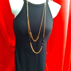 NWOT.  Black 3/4 length Dress with Necklace
